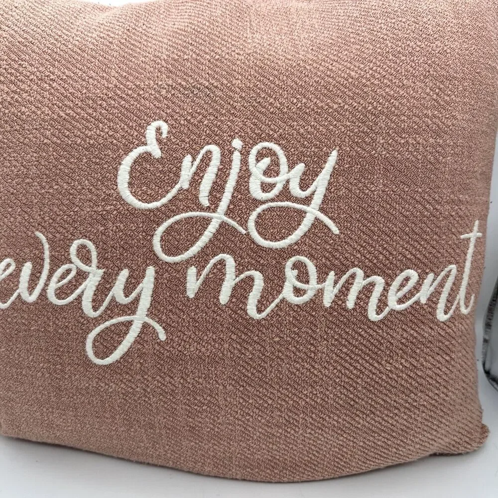 Decorative 'Enjoy Every Moment' Blush Pink Throw Pillow‎ Modern Home Decor